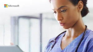 Nurse examining documents