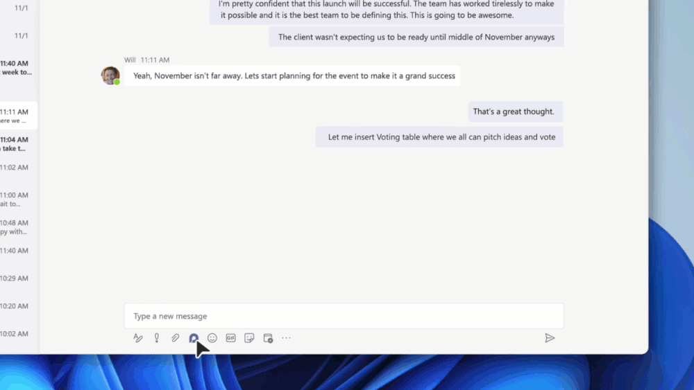 A Microsoft Loop workspace, where teams can add thoughts and express themselves through emojis.