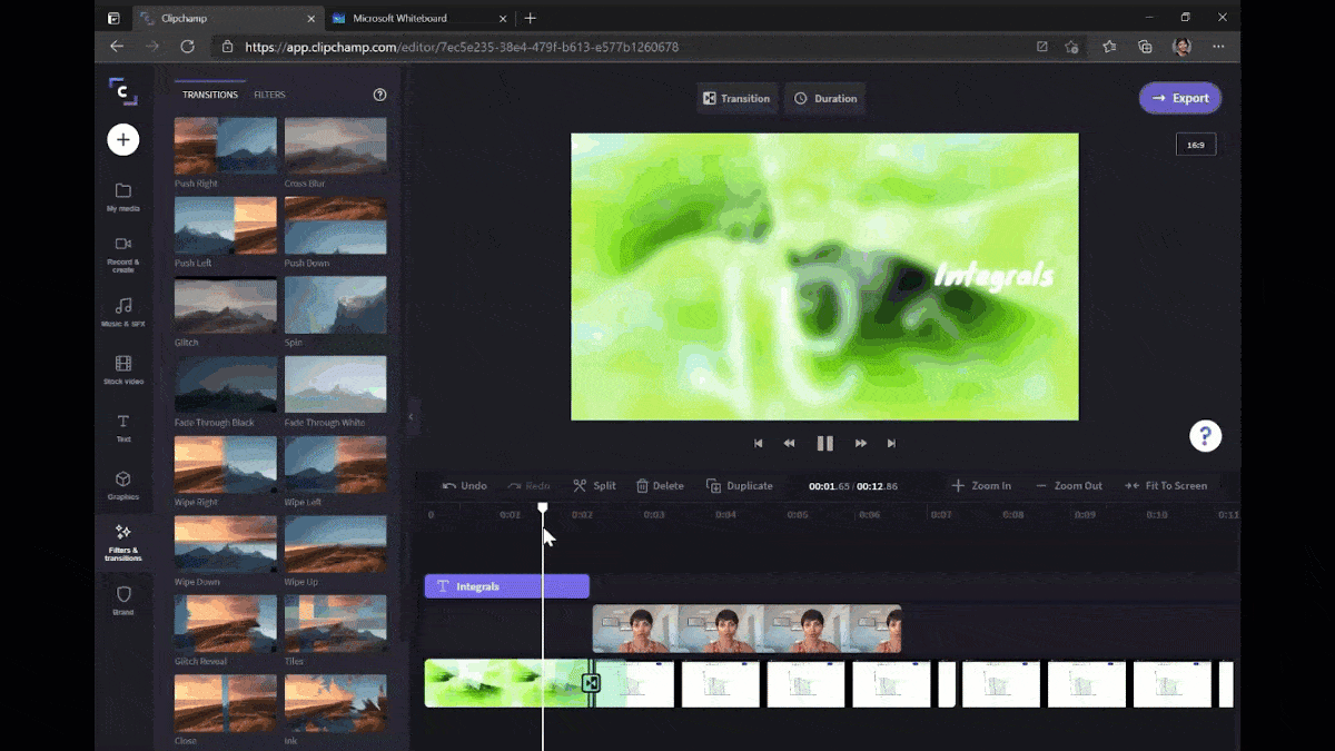 Video editing screen.