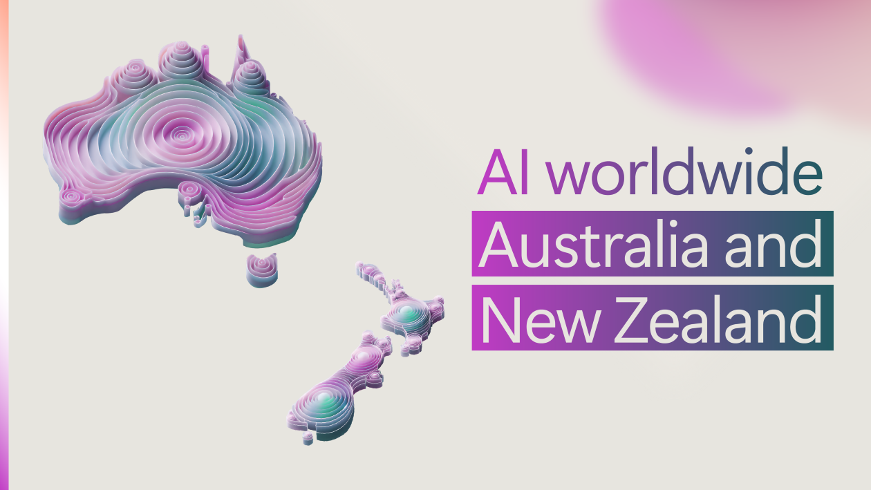A decorative image with text reading "AI worldwide Australia and New Zealand."