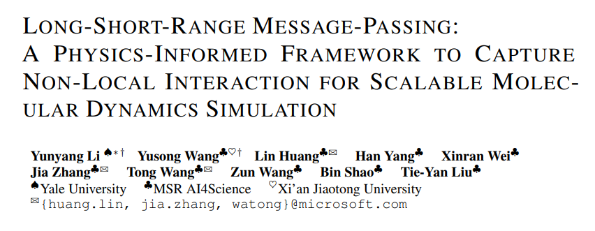 Long-short-range Message-passing: A Physics-informed Framework to Capture Non-local Interaction for Scalable Molecular Dynamics Simulation