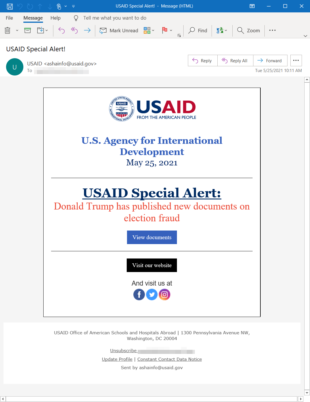 Example email screenshot.