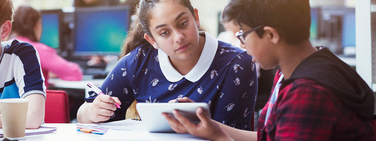 Two students working together
